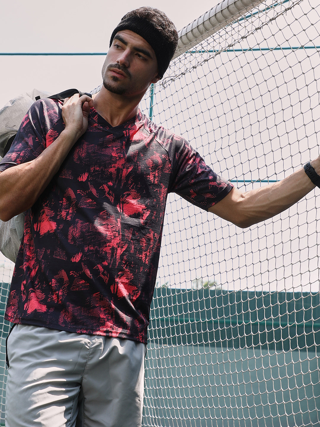 Abstract-Imprint Activewear T-Shirt