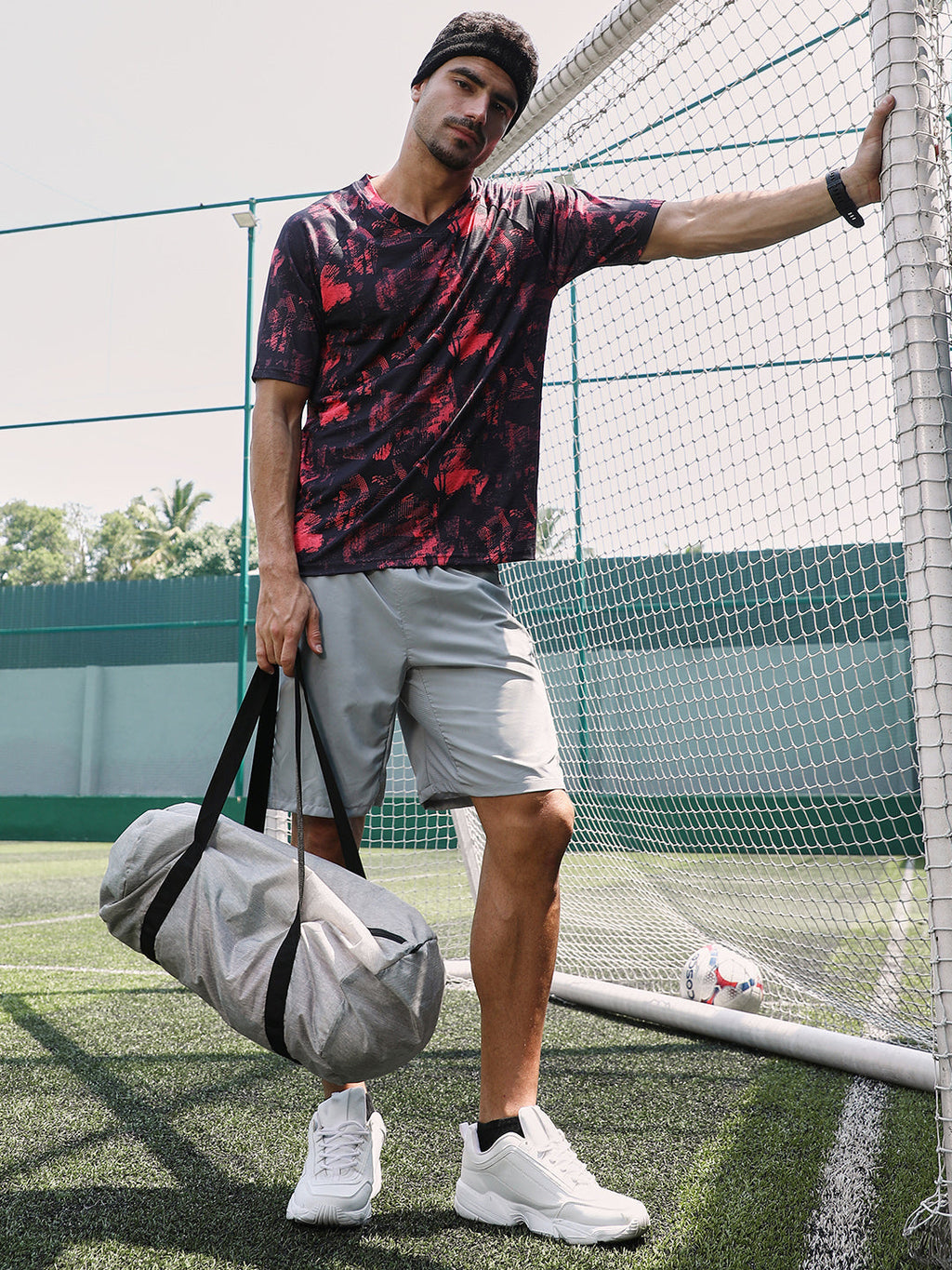 Abstract-Imprint Activewear T-Shirt