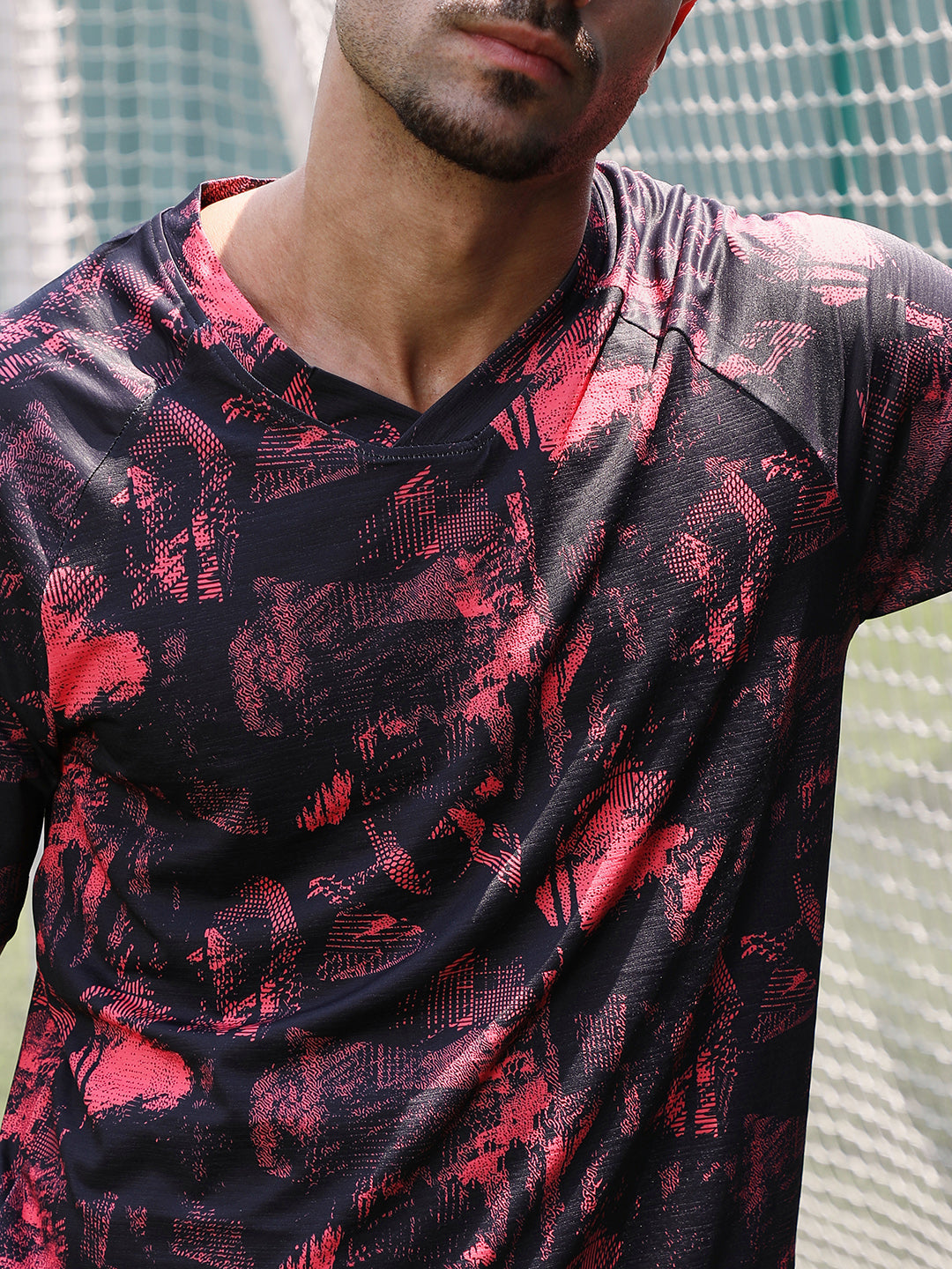 Abstract-Imprint Activewear T-Shirt